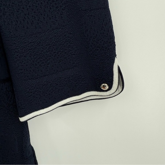 Ming Wang Jacket size M Open Front Lagenlook Mid Length Textured Knit Navy Blue - Picture 5 of 7